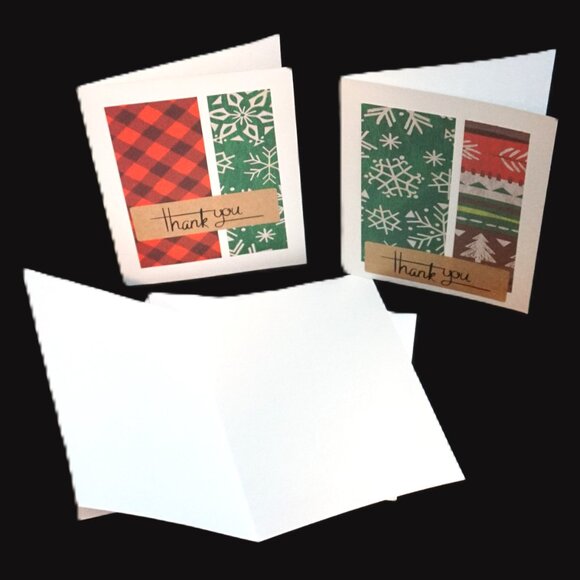 3 Thank You Cards Off White with County Print Handmade Greeting Note Cards - Picture 5 of 5